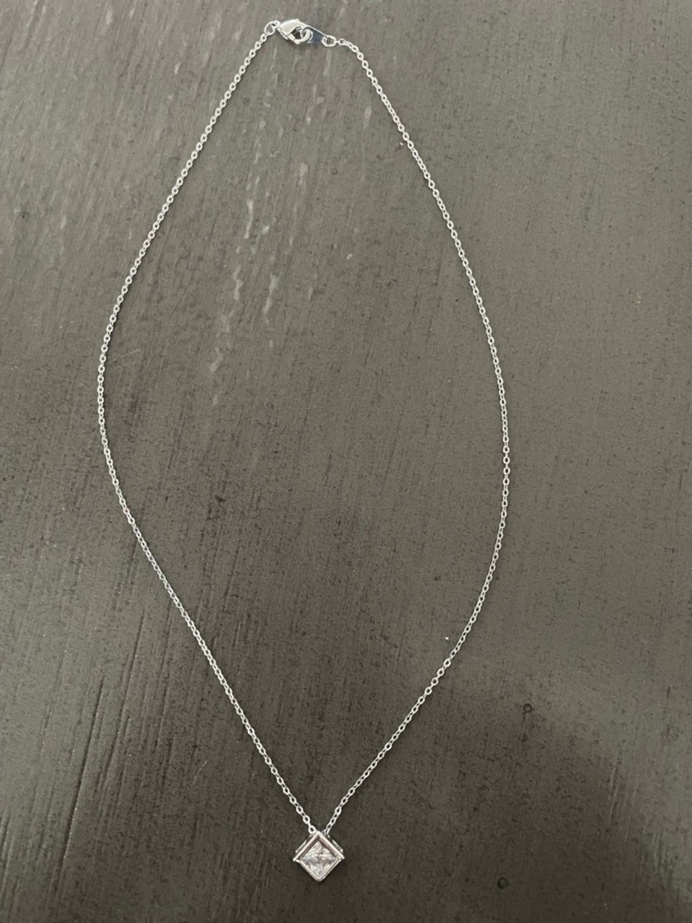 Square Cubic Zirconia Pendant Necklace